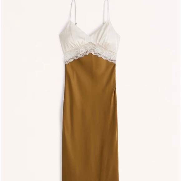Abercrombie & Fitch Dresses & Skirts - Abercrombie Lace and Satin Slip Midi Dress